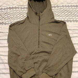 Alo Cropped Olive Green Hoodie